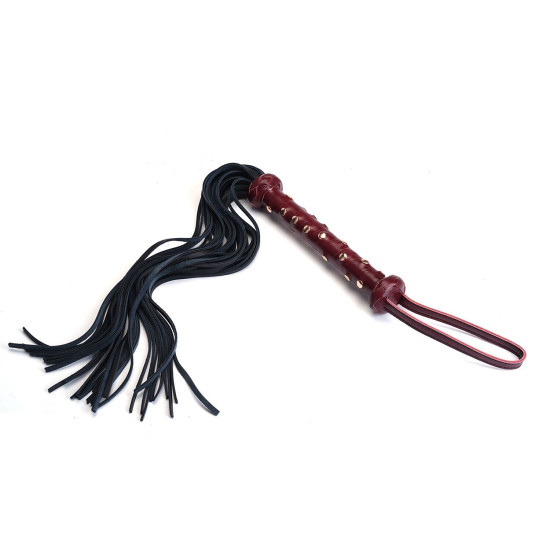 Флоггер из натуральной кожи с заклёпками, красный Liebe Seele Wine Red Studded Flogger