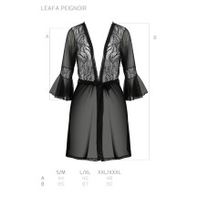 Пеньюар, чорний Passion LEAFA PEIGNOIR black, XXL/XXXL