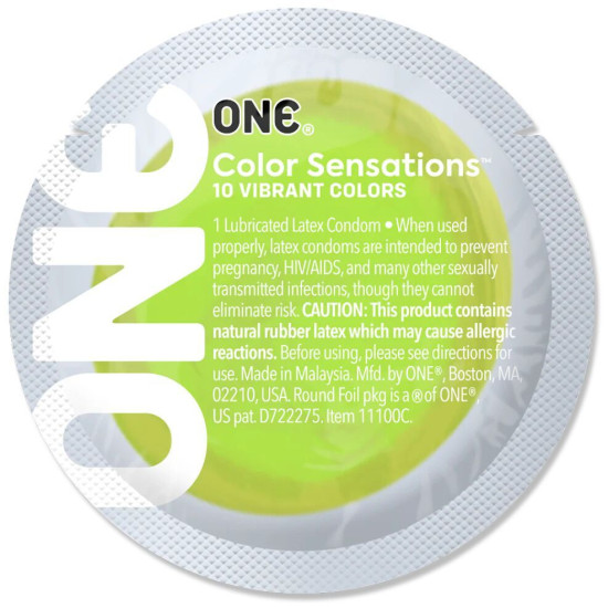 Зелёный презерватив ONE Color Sensations Green, 1 шт