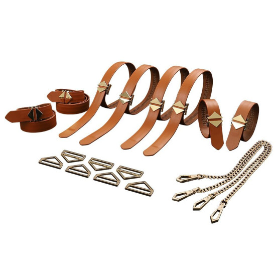 Набор из 8 ремней для связывания, коричневый Lockink 8-Bondage-Straps Restraint Set Brown