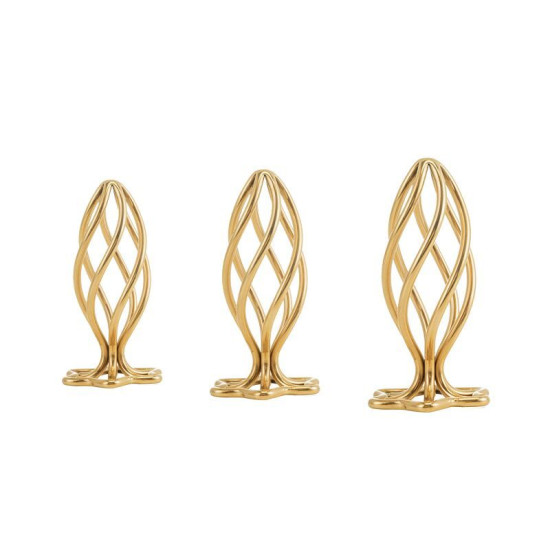 Анальна пробка з порожнистим спіральним дизайном, золота Lockink Sevanda Hollow Spiral Golden Metal Anal Plug, L