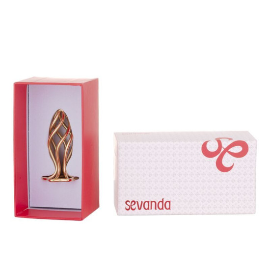 Анальна пробка з порожнистим спіральним дизайном, золота Lockink Sevanda Hollow Spiral Golden Metal Anal Plug, L