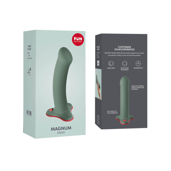 Фаллоимитатор очень гибкий, длина 18,3 см, диаметр 3,7 см, оливковый Fun Factory Magnum Olive