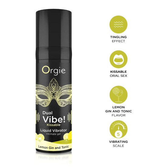 Orgie Dual Vibe! Lemon Gin And Tonic Kissable Liquid Vibrator, 15 ml - жидкий вибратор со вкусом Джин и Тоник