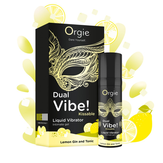 Orgie Dual Vibe! Lemon Gin And Tonic Kissable Liquid Vibrator, 15 ml - жидкий вибратор со вкусом Джин и Тоник