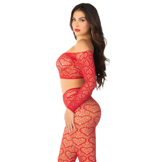 Комплект (топ с открытыми плечами и леггинсы), красный Leg Avenue Off The Shoulder Top and Footless Tights Red, One Size