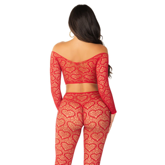 Комплект (топ с открытыми плечами и леггинсы), красный Leg Avenue Off The Shoulder Top and Footless Tights Red, One Size
