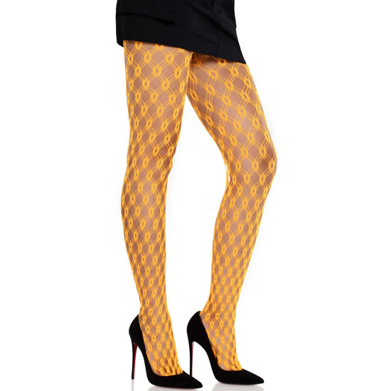 Колготки из ажурной сетки, неоново-оранжевые Leg Avenue Eyelet Net Tights Neon Orange, One Size