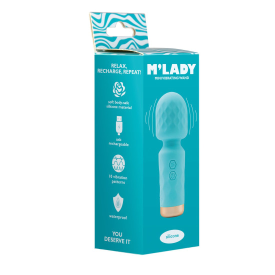 Мини-вибромассажер Wand, бирюзовый M'Lady Mini Vibrating Wand Teal