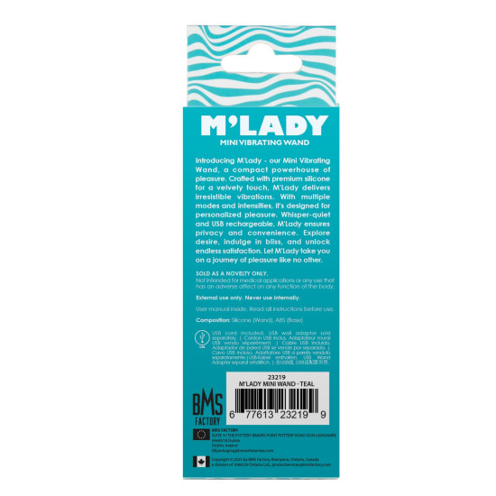 Мини-вибромассажер Wand, бирюзовый M'Lady Mini Vibrating Wand Teal