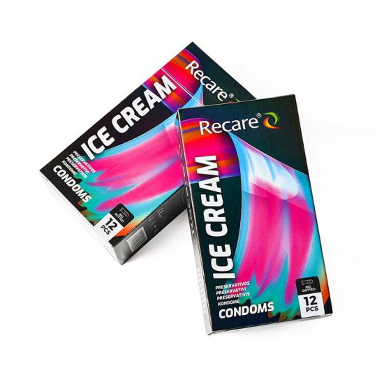 Презервативы с пупырышками и ароматом мороженого, 12 шт Holographic Recare Ice Cream Big Dotted Condoms