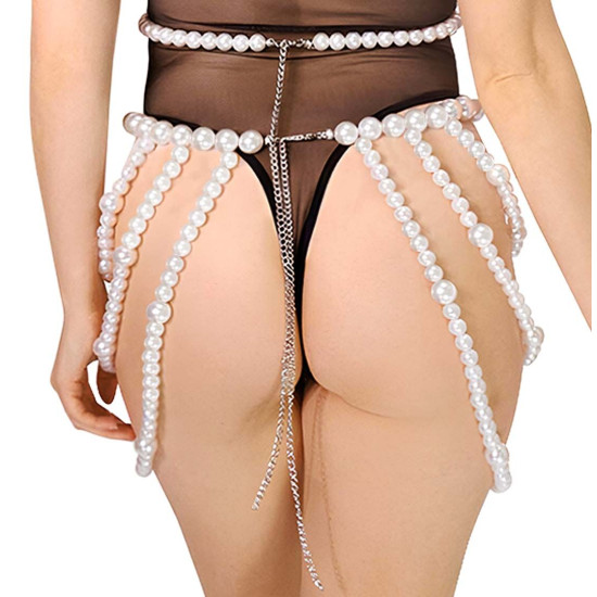 Юбка из жемчуга, белая Art of Sex Jasmine, размер XS-2XL