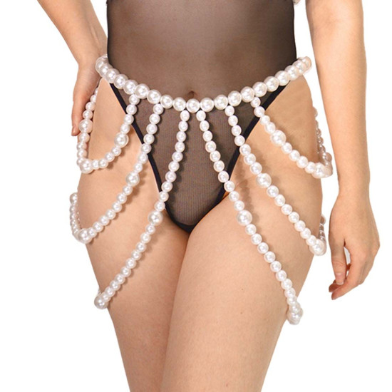 Юбка из жемчуга, белая Art of Sex Jasmine, размер XS-2XL