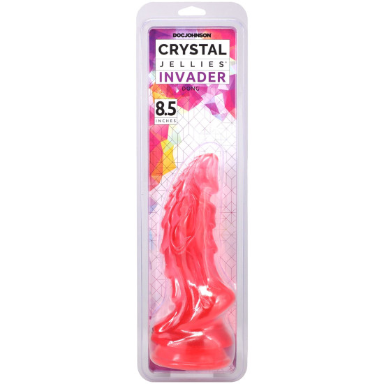 Фэнтезийный фаллоимитатор, длина 21.6 см, розовый Doc Johnson Crystal Jellies - Invader Dong 8.5 Inch - Pink