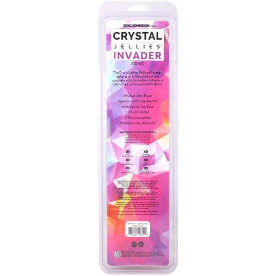 Фэнтезийный фаллоимитатор, длина 21.6 см, розовый Doc Johnson Crystal Jellies - Invader Dong 8.5 Inch - Pink