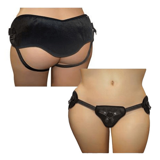 Труси для страпона чорного кольору з широким поясом, комфортні Sportsheets SizePlus Beginners Black