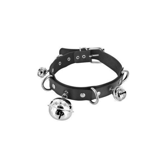 Нашийник з екошкіри з дзвіночками, чорний Fetish Tentation Choker Bells