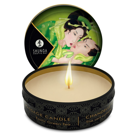 Shunga Mini Massage Candle Exotic Green Tea, 30 ml - масажна свічка з афродизіаками та ароматом зеленого чаю