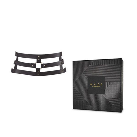 Портупея-пояс из экокожи, черная Bijoux Indiscrets Maze Wide Belt and Restraints Black