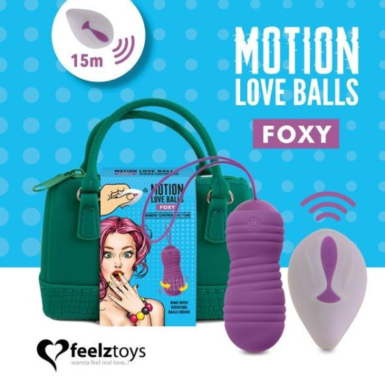 Вагінальні кульки з перловим масажем, з пультом ДУ, 7 режимів FeelzToys Motion Love Balls Foxy