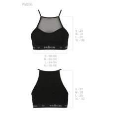 Спортивний топ із прозорою вставкою, чорний Passion PS006 Top Black, L