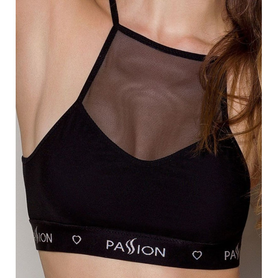 Спортивний топ із прозорою вставкою, чорний Passion PS006 Top Black, L