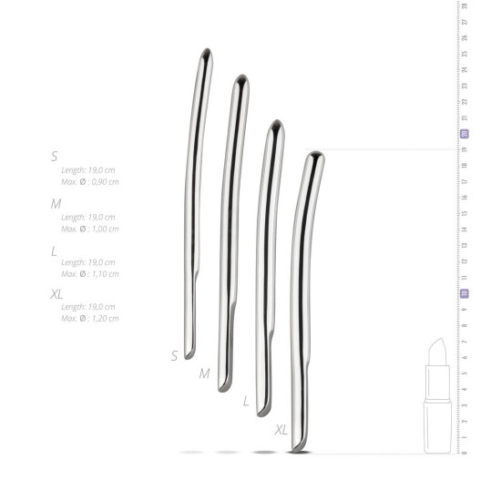 Набор уретральных стимуляторов, 4 шт, диаметры 9/10/11/12 мм Sinner Gear Unbendable Single Ended