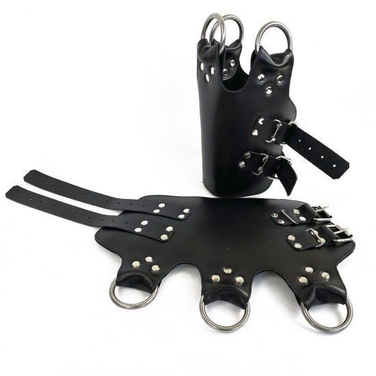 Поножи-манжеты для подвеса за ноги, натуральная кожа Black Leg Cuffs For Suspension