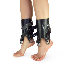Поножі-манжети для підвісу за ноги, натуральна шкіра Black Leg Cuffs For Suspension