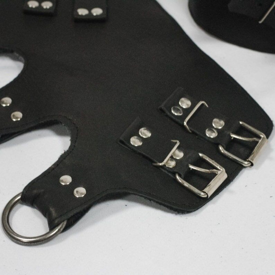 Поножи-манжеты для подвеса за ноги, натуральная кожа Black Leg Cuffs For Suspension