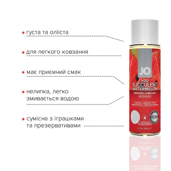 Съедобный лубрикант со вкусом арбуза на водной основе JO H2O Watermelon, 60 ml