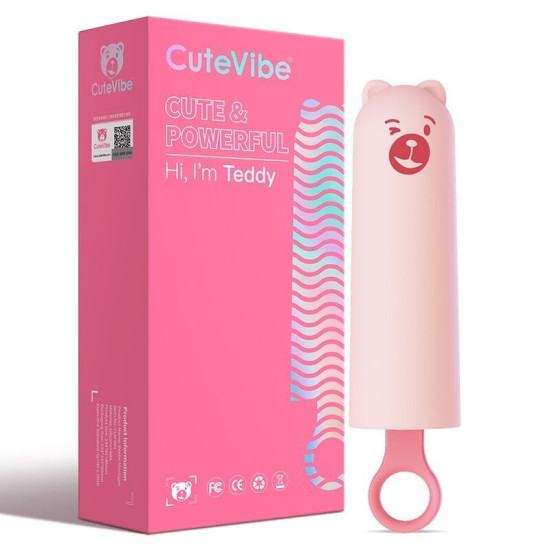 Реалистичный вибратор в виде мороженого, розово-черный CuteVibe Teddy Pink, Black Dildo
