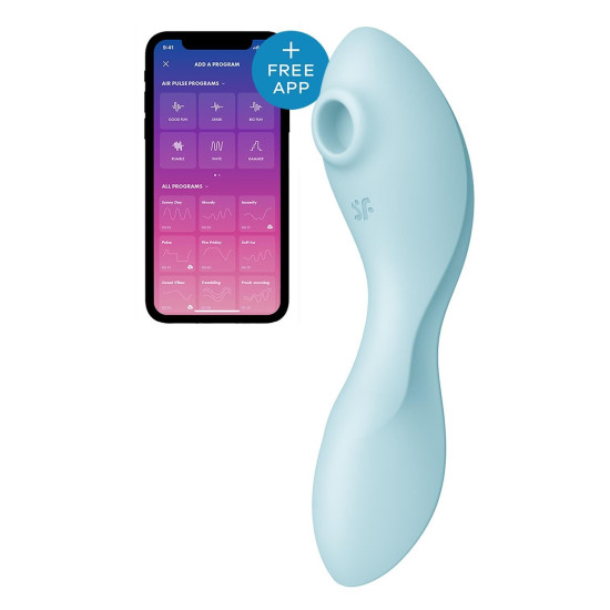 Вакуумный смарт-стимулятор с вибрацией и управлением со смартфона, синий Satisfyer Curvy Trinity 5 Blue