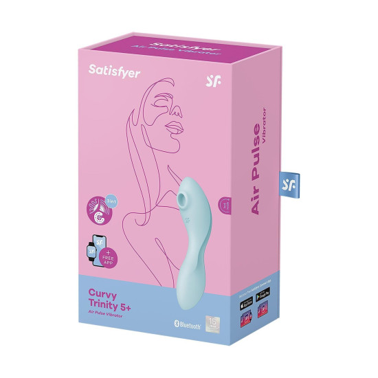 Вакуумный смарт-стимулятор с вибрацией и управлением со смартфона, синий Satisfyer Curvy Trinity 5 Blue