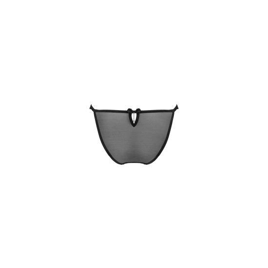 Чорні напівпрозорі трусики з підвіскою Obsessive Ivannes Panties Black, 2XL/3XL