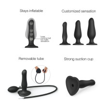 Надувний фалоімітатор з кулькою всередині, діаметр до 6 см Strap-On-Me Inflatable Dildo Plug Noir