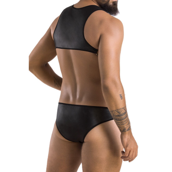 Шкіряне боді з заклепками, чорне Passion 056 Adam Black, XXL/XXXL