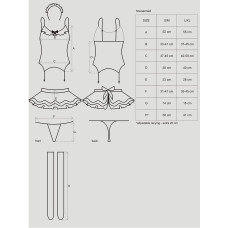Эротический костюм горничной с юбкой (топ, юбка, стринги), черный Obsessive Housemaid 5 Pcs Costume Black, S/M