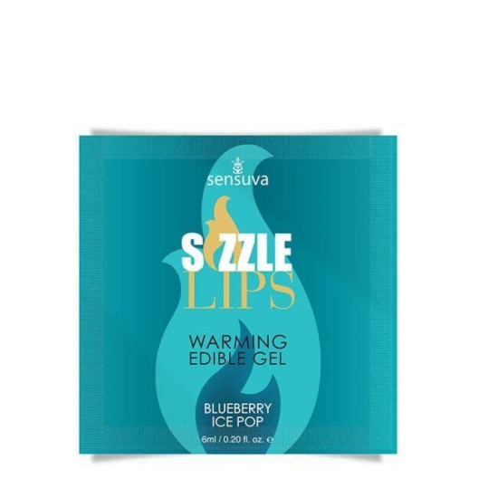 Пробник массажного геля со вкусом черничного мороженого Sensuva Sizzle Lips Blueberry Ice Pop, 6 ml