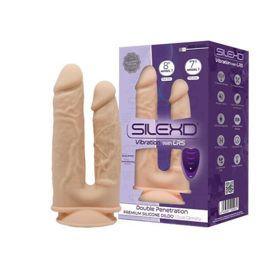 Фалоімітатор з вібрацією, довжина 20,3 см і 17,8 см SilexD Double Gusto Vibro Flesh Model 1 Size 8in & 7in + LRS
