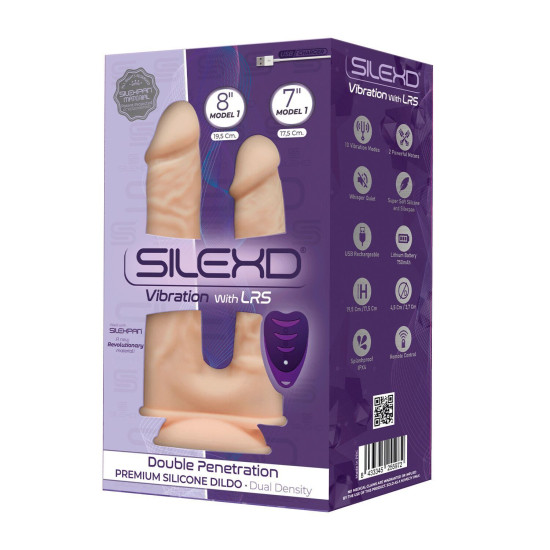 Фалоімітатор з вібрацією, довжина 20,3 см і 17,8 см SilexD Double Gusto Vibro Flesh Model 1 Size 8in & 7in + LRS