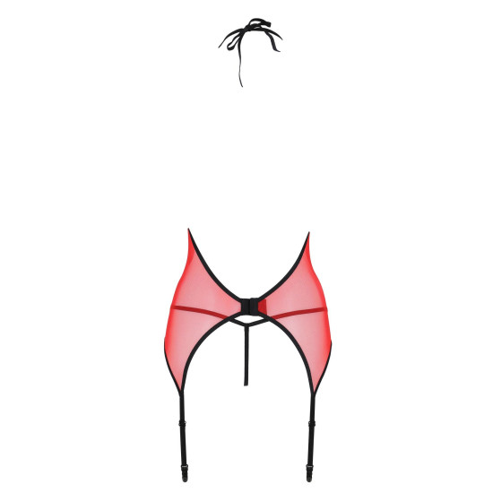 Корсет с пажами для чулок, стринги, красный Passion Peonia Corset Red, L/XL