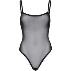 Эротическое боди на бретелях, чёрное Leg Avenue Cami Bodysuit with Thong Black, XL