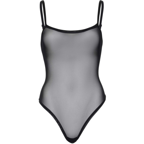 Эротическое боди на бретелях, чёрное Leg Avenue Cami Bodysuit with Thong Black, XL