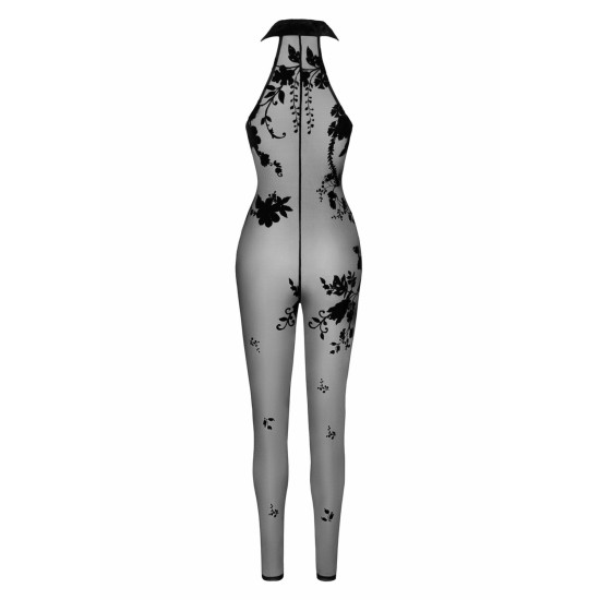 Бодистокинг-халтер из флокированной сетки Noir Handmade F315 Ego Flocked Mesh Halter Catsuit, XXL