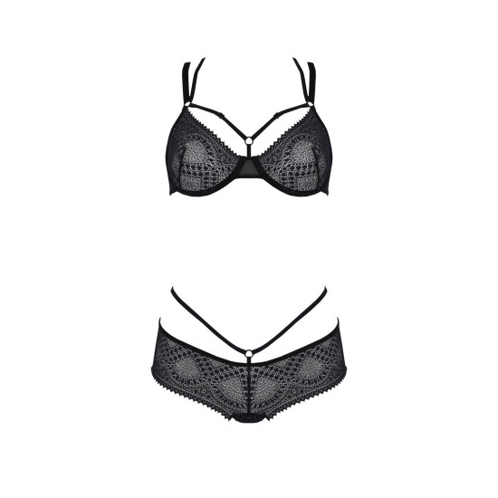 Комплект (бюстгальтер и трусики-кюлоты), чёрный Passion DROSERA BIKINI black, L/XL