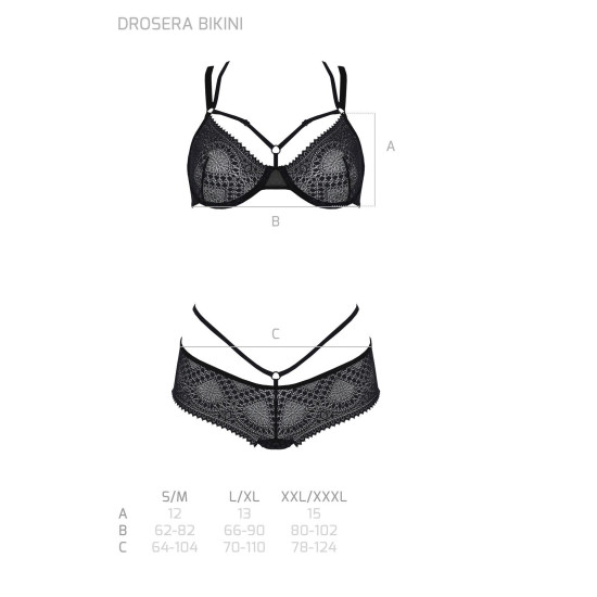 Комплект (бюстгальтер и трусики-кюлоты), чёрный Passion DROSERA BIKINI black, L/XL