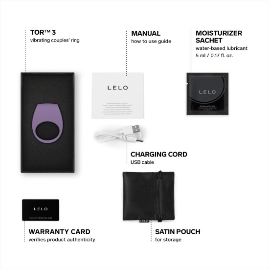 Эрекционное кольцо с вибрацией и управлением со смартфона, фиолетовое LELO Tor 3 Violet Dusk