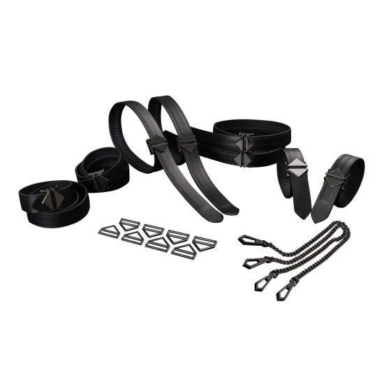 Набор из 8 ремней для связывания, черный Lockink 8-Bondage-Straps Restraint Set Black