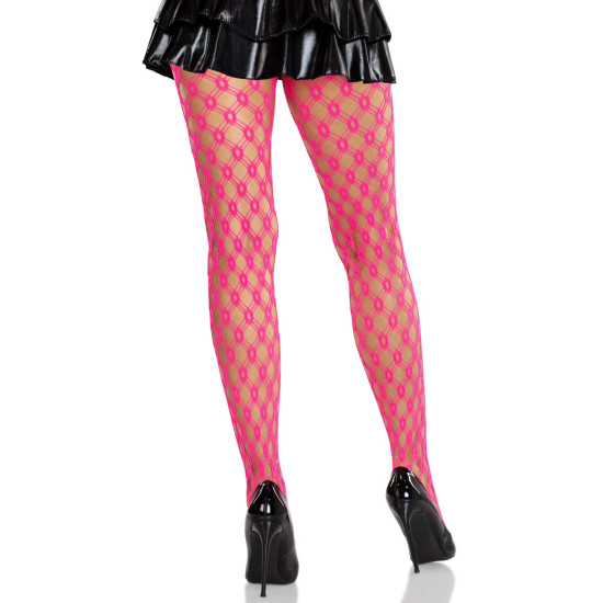 Колготки из ажурной сетки, неоново-розовые Leg Avenue Eyelet Net Tights Neon Pink, One Size